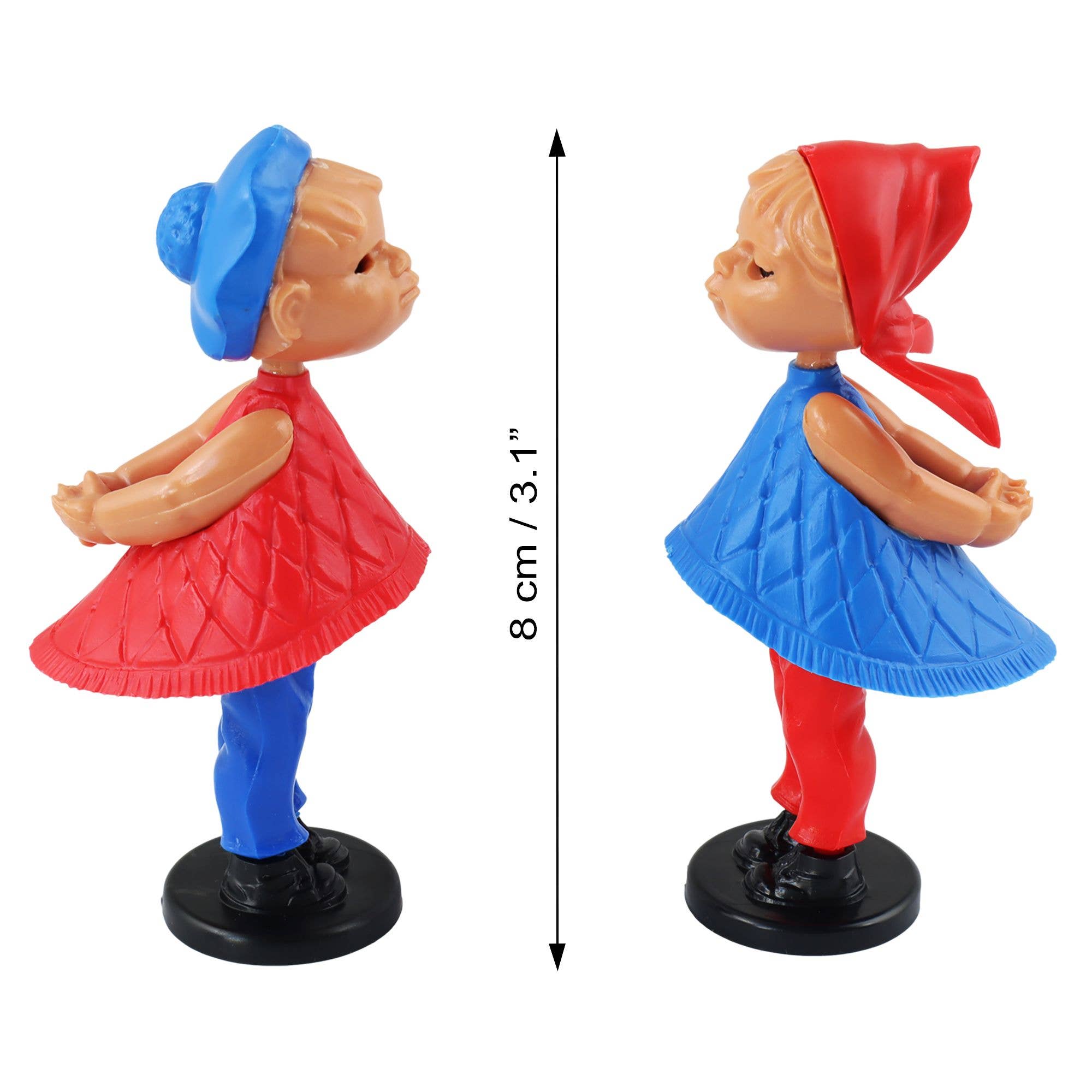 Magnetic Kissing Dolls Pair Retro Red and Blue Novelty Figurines