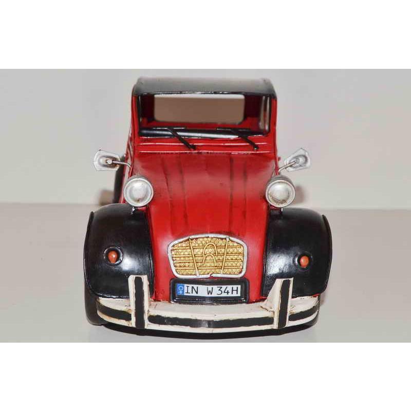Citroën 2CV Blechmodell handgefertigt rustikal freilaufende Räder Vitrine