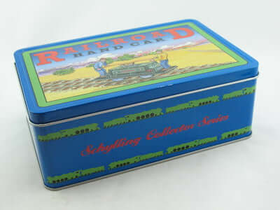 Blechspielzeug Draisine Sammlerstück – nostalgische Blechdose im Railroad Design, ideal für Sammler.