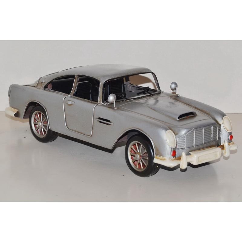 Nostalgisches handgefertigtes Blechmodell Aston Martin 007 Silber Deko
