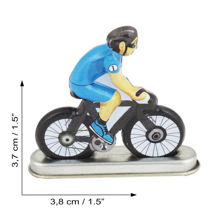 Tin Toy Cyclist Mini Bicycle Figure Set 6-Piece Tin Bike