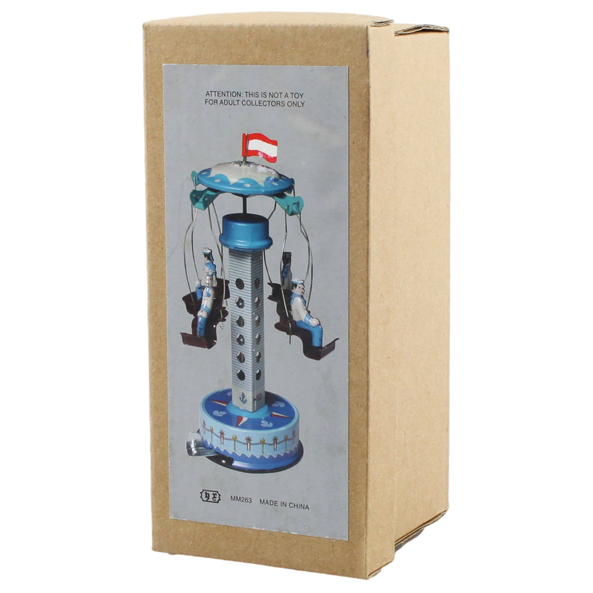 Vintage Blechkarussell mit Matrosen, Handkurbel, blaues Sammlerstück, Großhandel