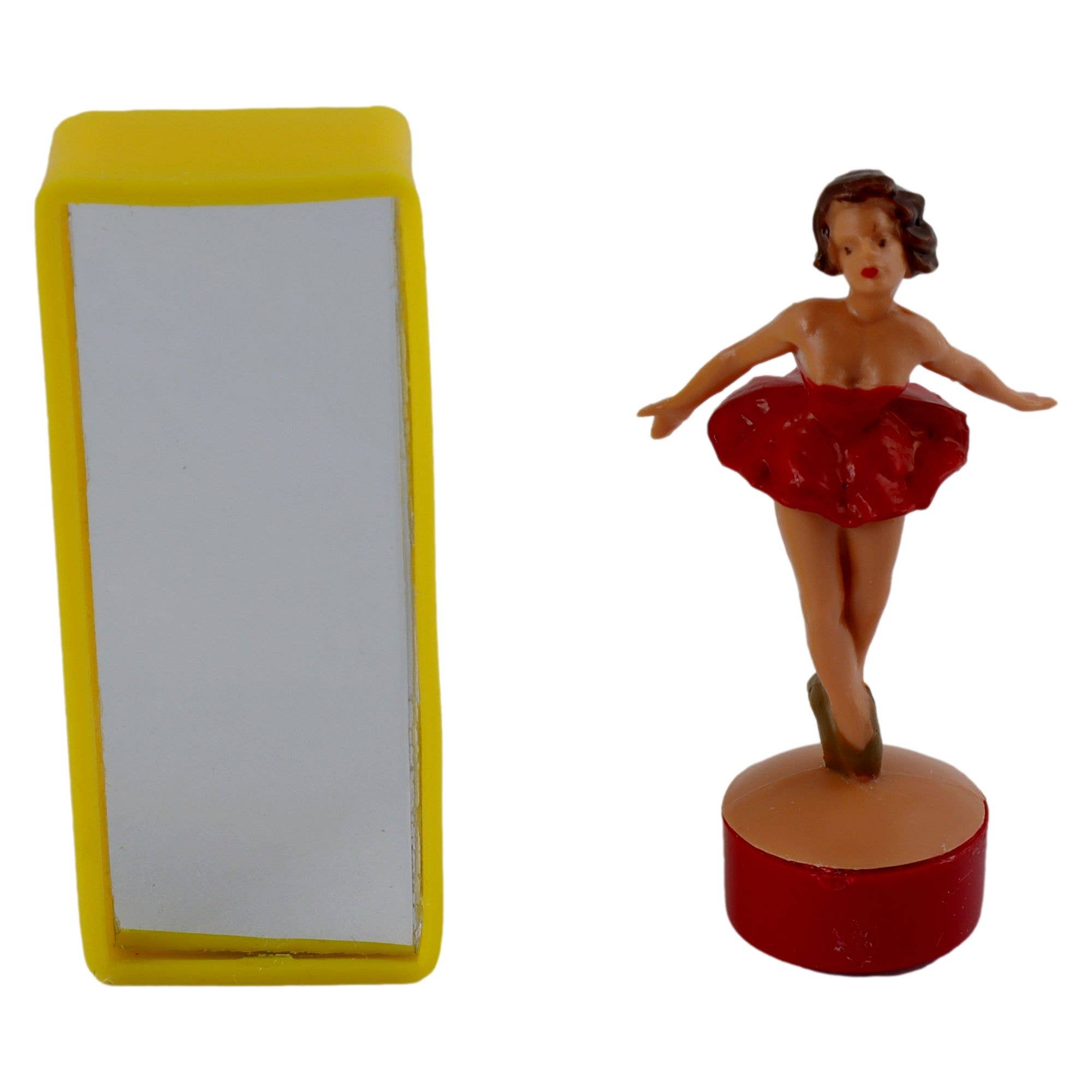 Ballerina Tanzmarie Magnetic Spinner Dance Doll Brown Red Retro