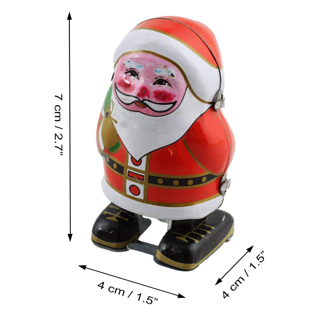 Aufziehbarer Zinn-Weihnachtsmann, handbemalte Retro-Figur mit Schlüssel, 8 cm, nostalgische Deko für Weihnachten.