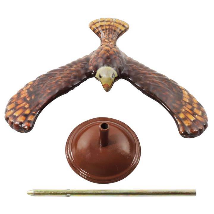 Balancierender Zinn-Adler auf Ständer – Handbemalt, dekorative Vintage Dekofigur in Detailansicht.