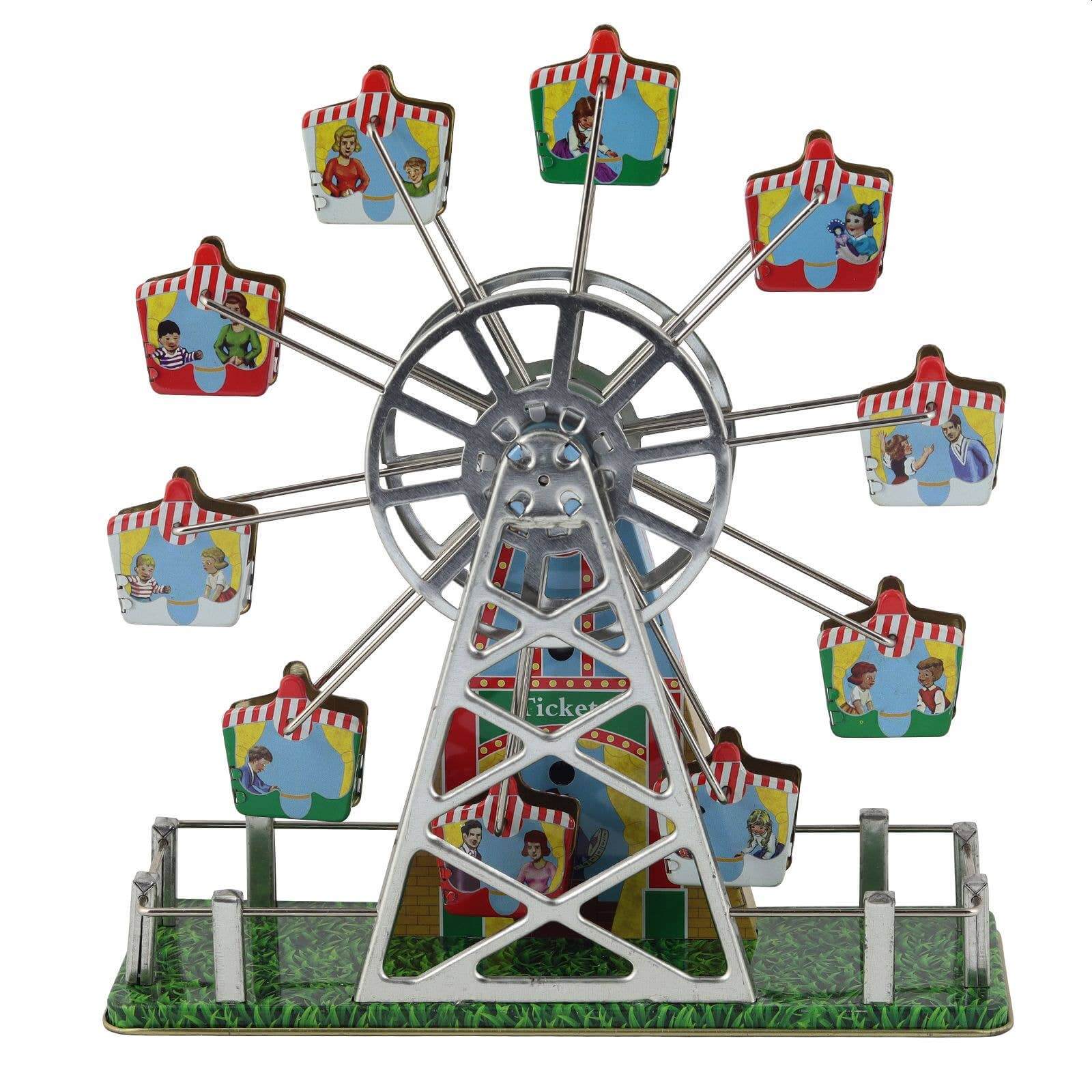 Blech-Riesenrad Retro mit Spieluhr, Handbemalt, schönes nostalgisches Design mit beweglichen Gondeln