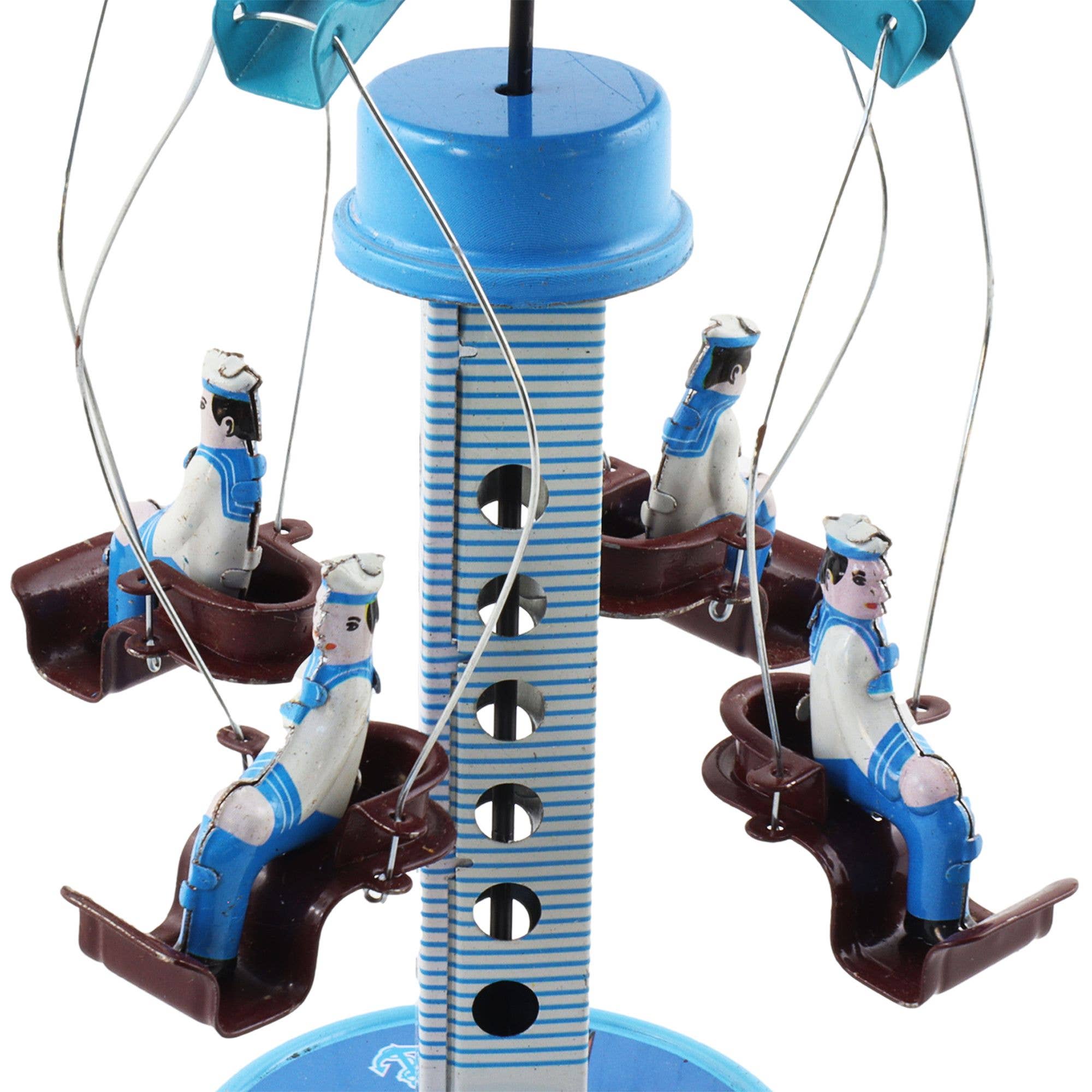 Vintage Blechkarussell mit Matrosen, Handkurbel, blaues Sammlerstück, Großhandel