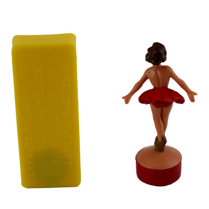 Ballerina Tanzmarie Magnetic Spinner Dance Doll Brown Red Retro