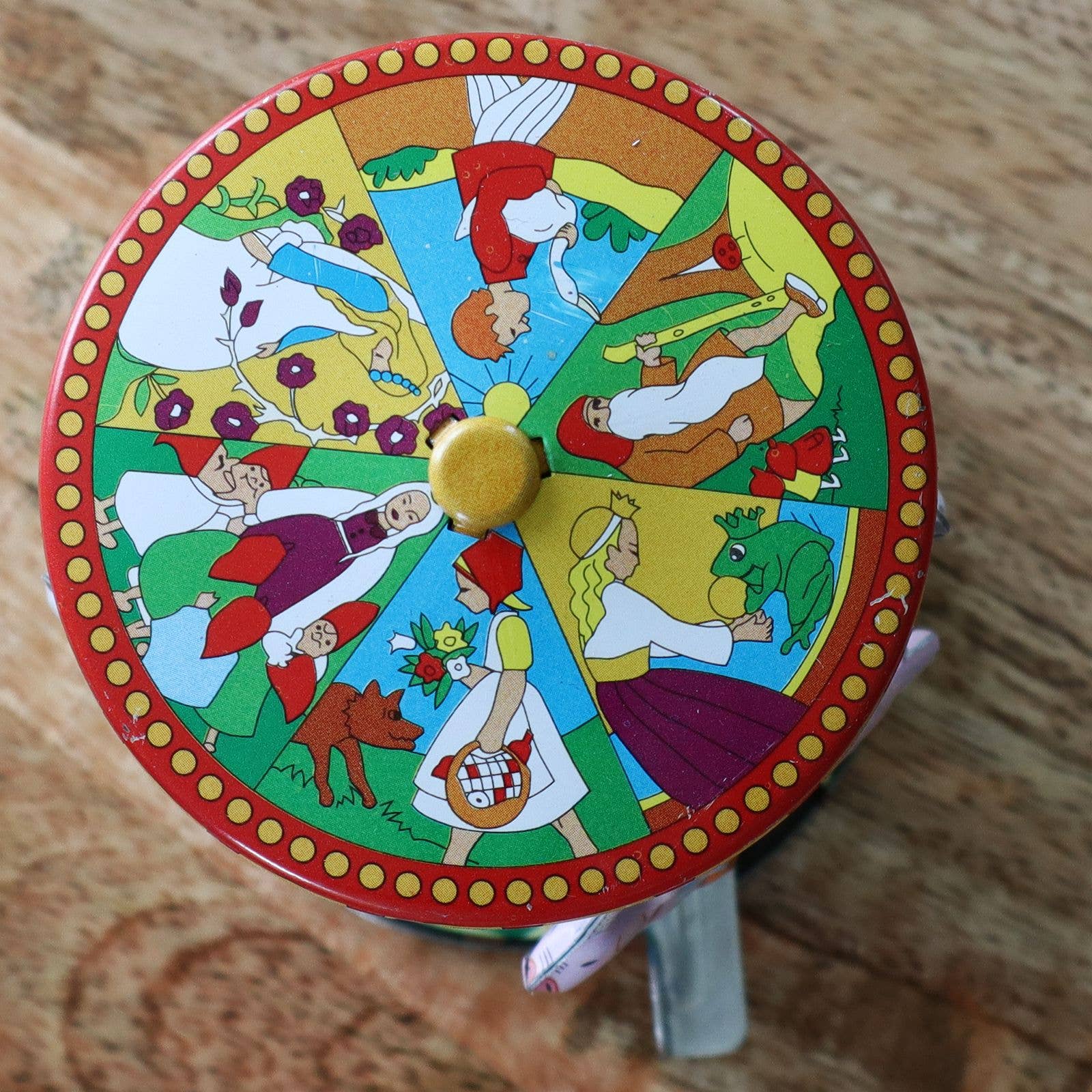 Blechkarussell Spielzeug mit Schweinen und Hunden, Federantrieb handbemalt Retro-Sammler