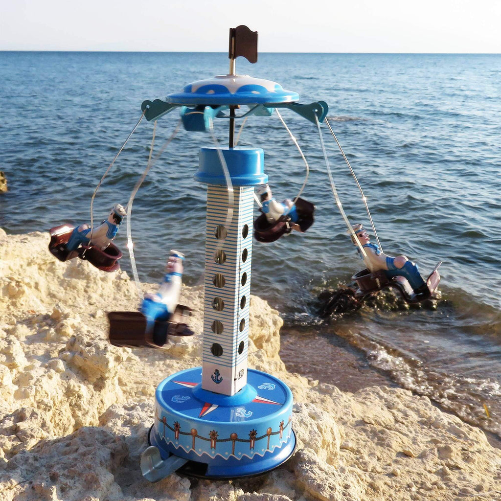 Handaufgezogenes Blechkarussell Matrosen – Nostalgisches Vintage Spielzeug am Meer