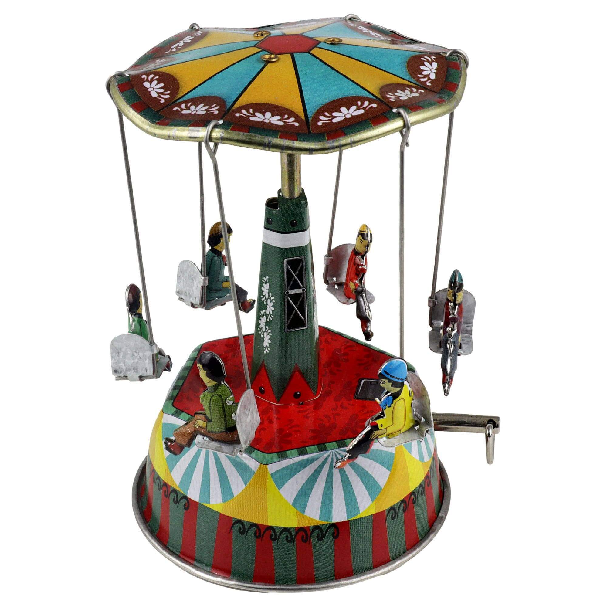 Hand-painted tin music box Amelie carousel 12cm Ø 16cm H lithographed metal rotating figures plays La Valse d'Amélie