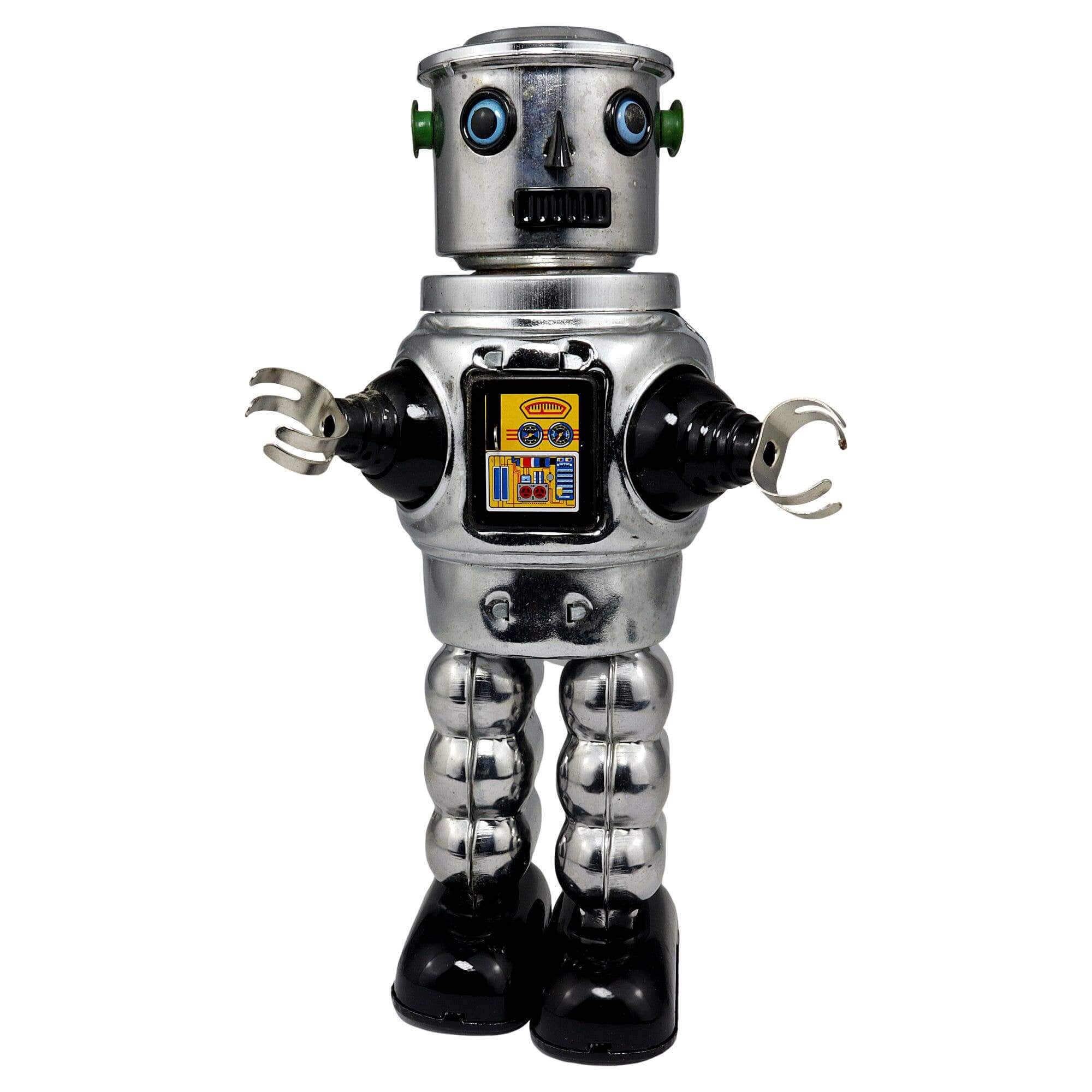 Roby silver tin robot 22 cm wind-up toy metal vintage-style shelf decoration
