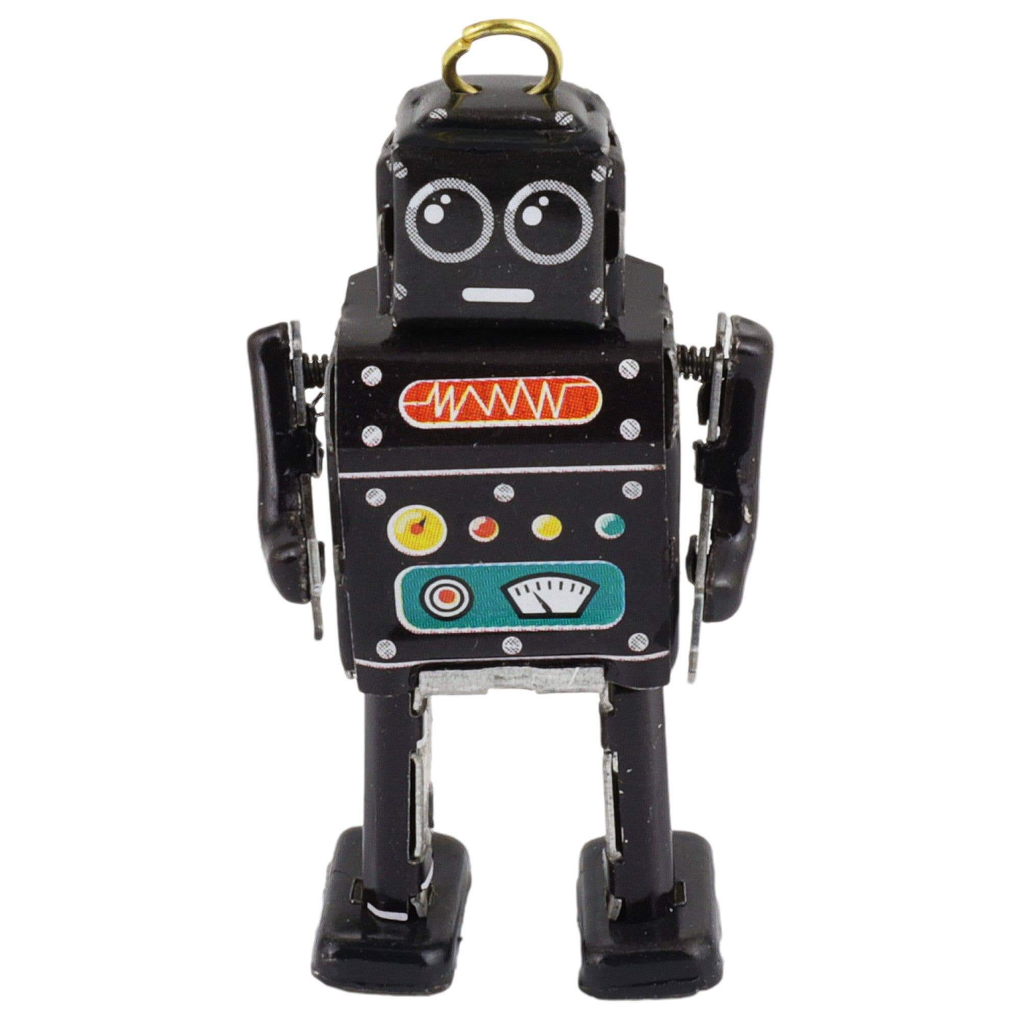 Retro tin robot figurine black 4.8×2.5×1.7 cm 10 g detailed printed tin collectible made in India