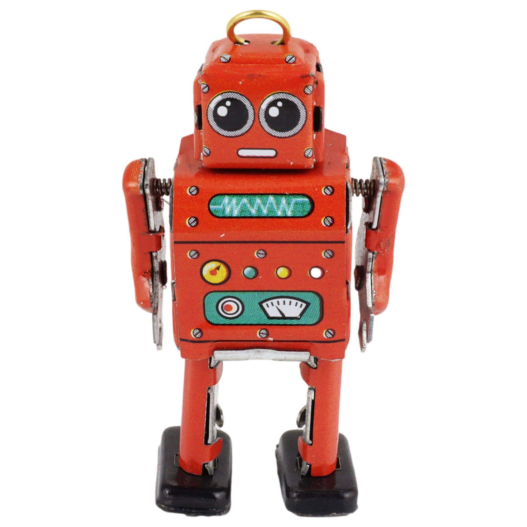 Retro red tin robot mini collectible 1.7 x 2.5 x 4.8 cm metal painted details