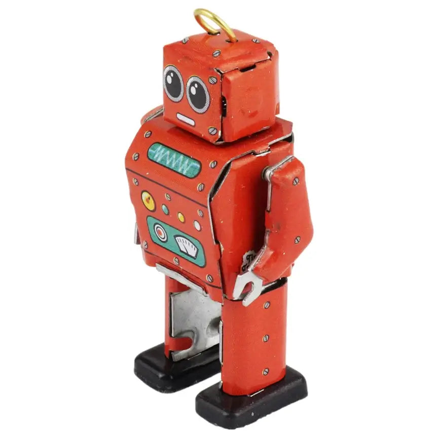 Retro Blechspielzeug Roboter Mini rot – Vintage Sammelfigur Deko. Handgefertigte nostalgische Dekofigur.